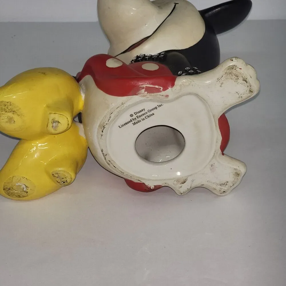 Vntg Disney Minnie Mouse Ceramic Coin Bank Enesco Reclining Lying Down Figurine